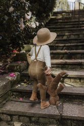 Rajstopy z bawełny organicznej z szelkami - Acorn Brown - L’enfant