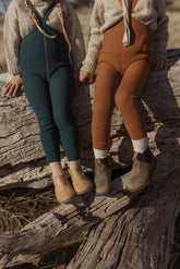 Legginsy z wełną merino z szelkami - Ginger - L’enfant