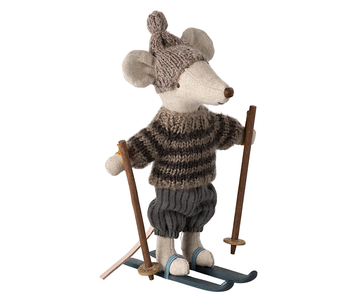 Myszka - Winter mouse with ski set, Big brother - Grey