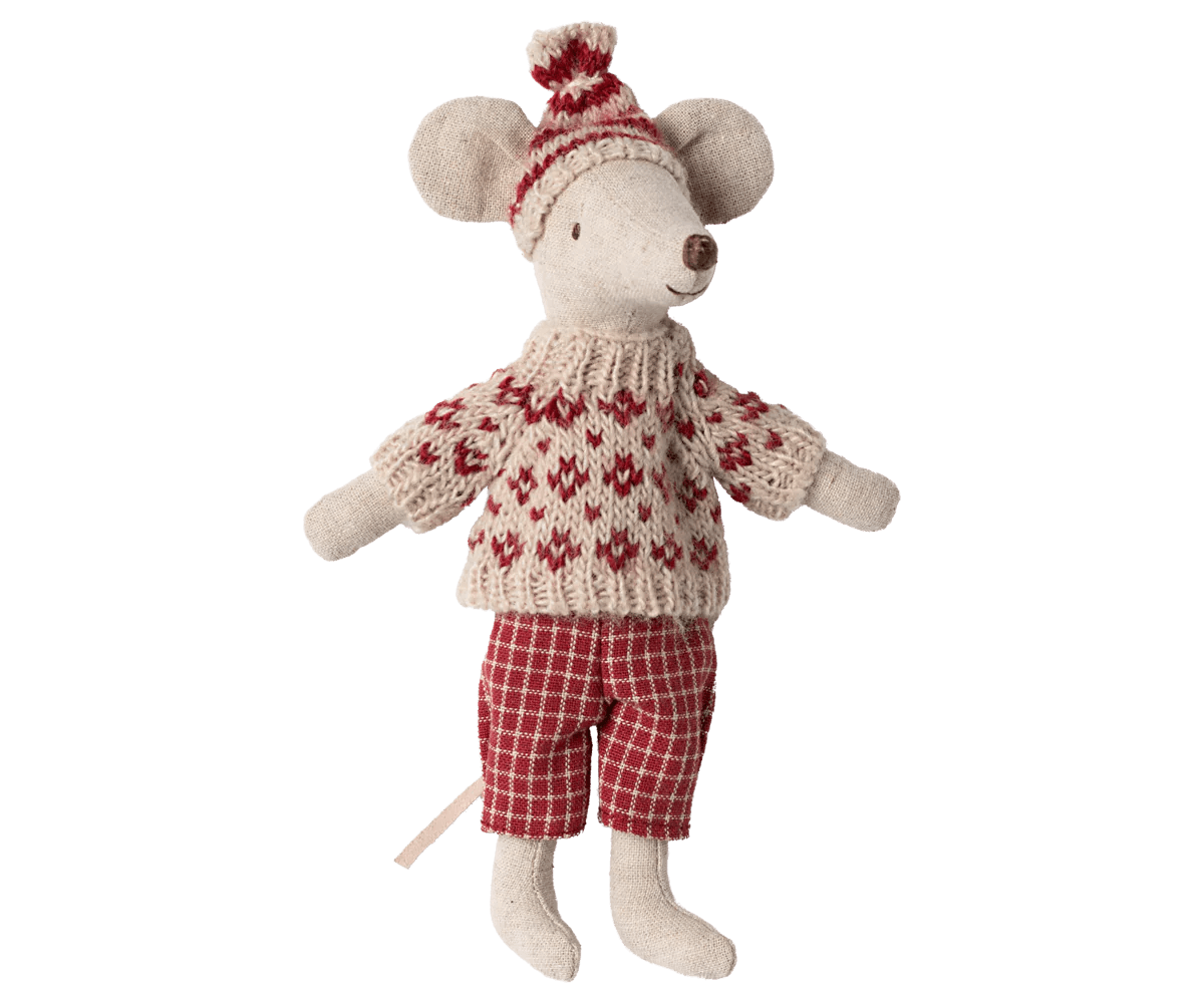Myszka - Winter mouse with ski set, Mum - Red - L’enfant