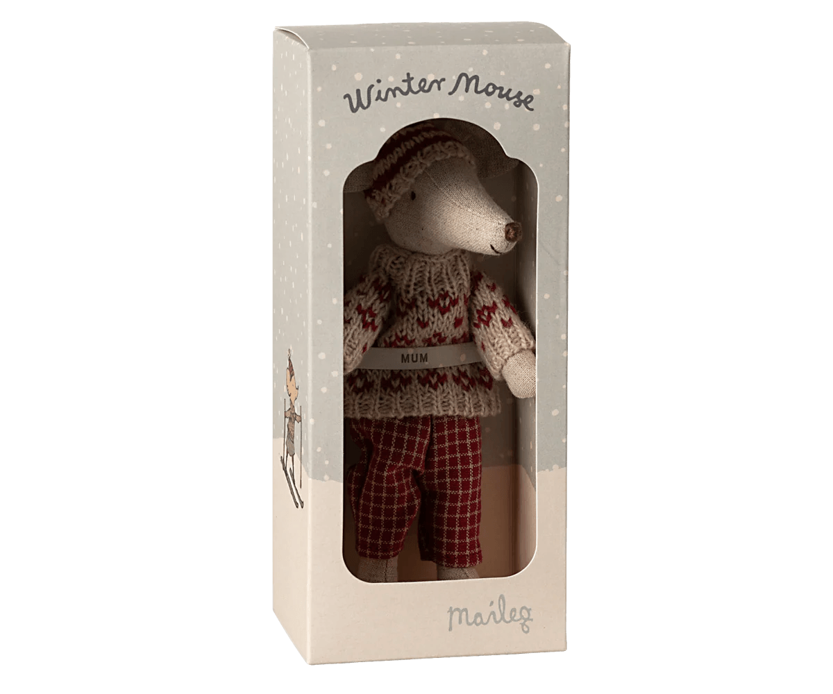 Myszka - Winter mouse with ski set, Mum - Red - L’enfant