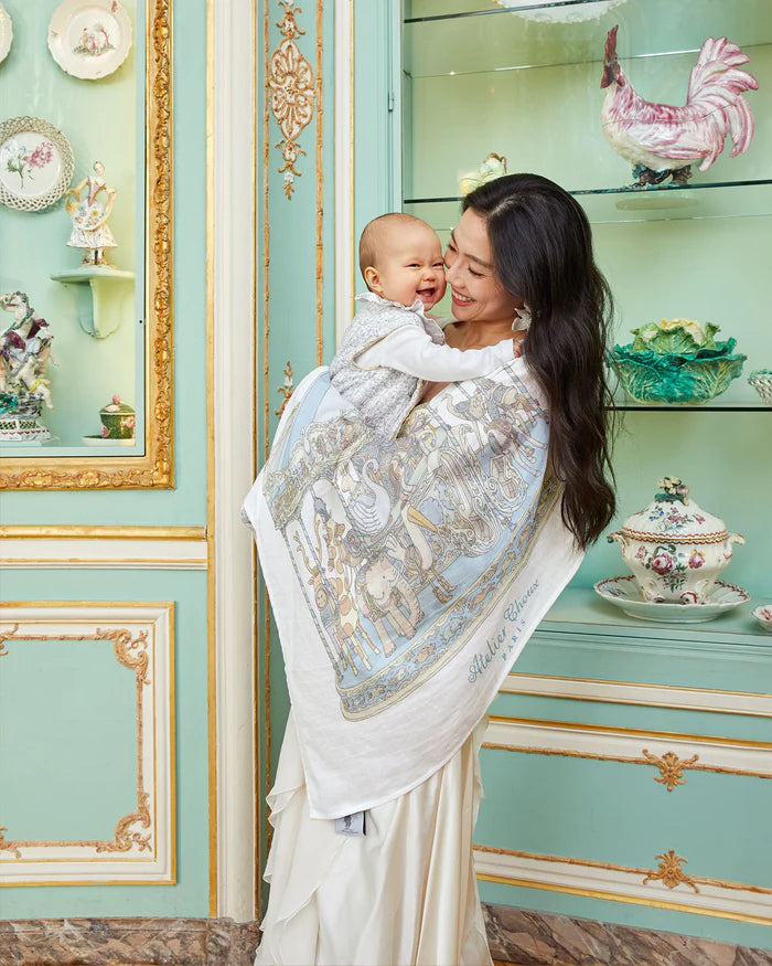Zestaw prezentowy - Carré & Satin Bib Set - Carousel Blue