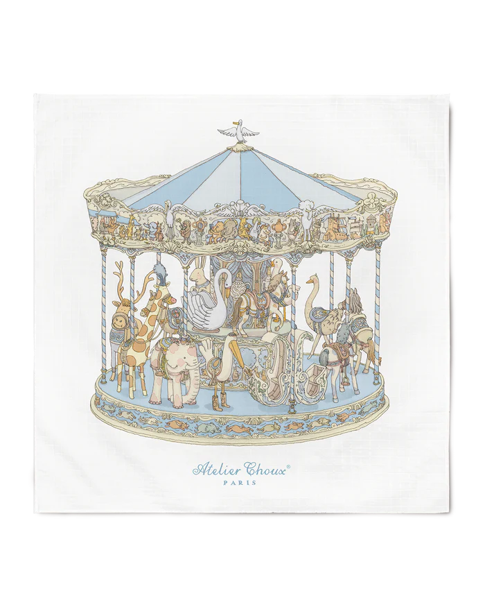 Zestaw prezentowy - Carré & Satin Bib Set - Carousel Blue