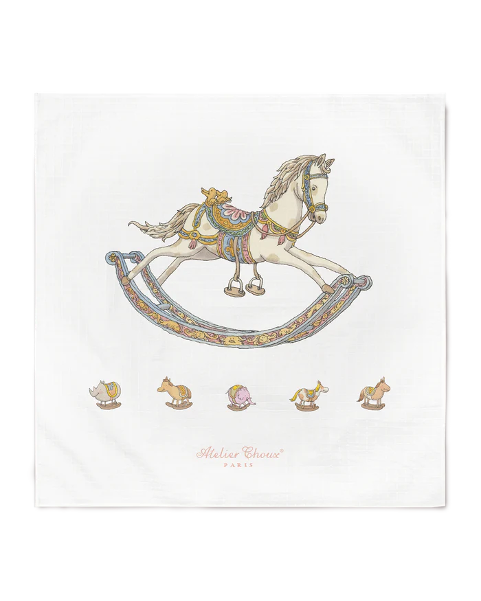 Zestaw prezentowy - Carré & Satin Bib Set - Rocking Horse