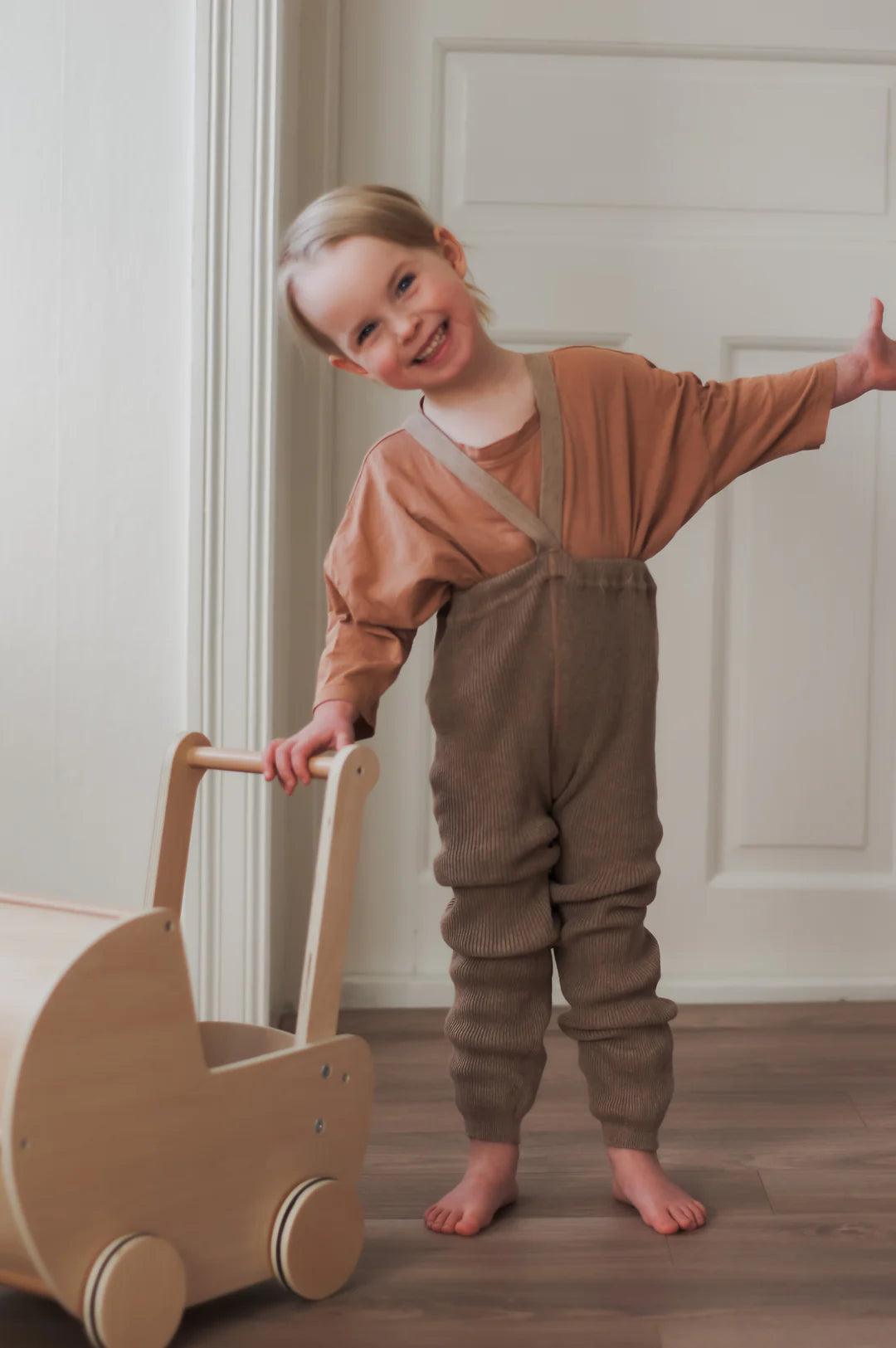 Legginsy z bawełny organicznej Roomy - Peanut Blend - L’enfant