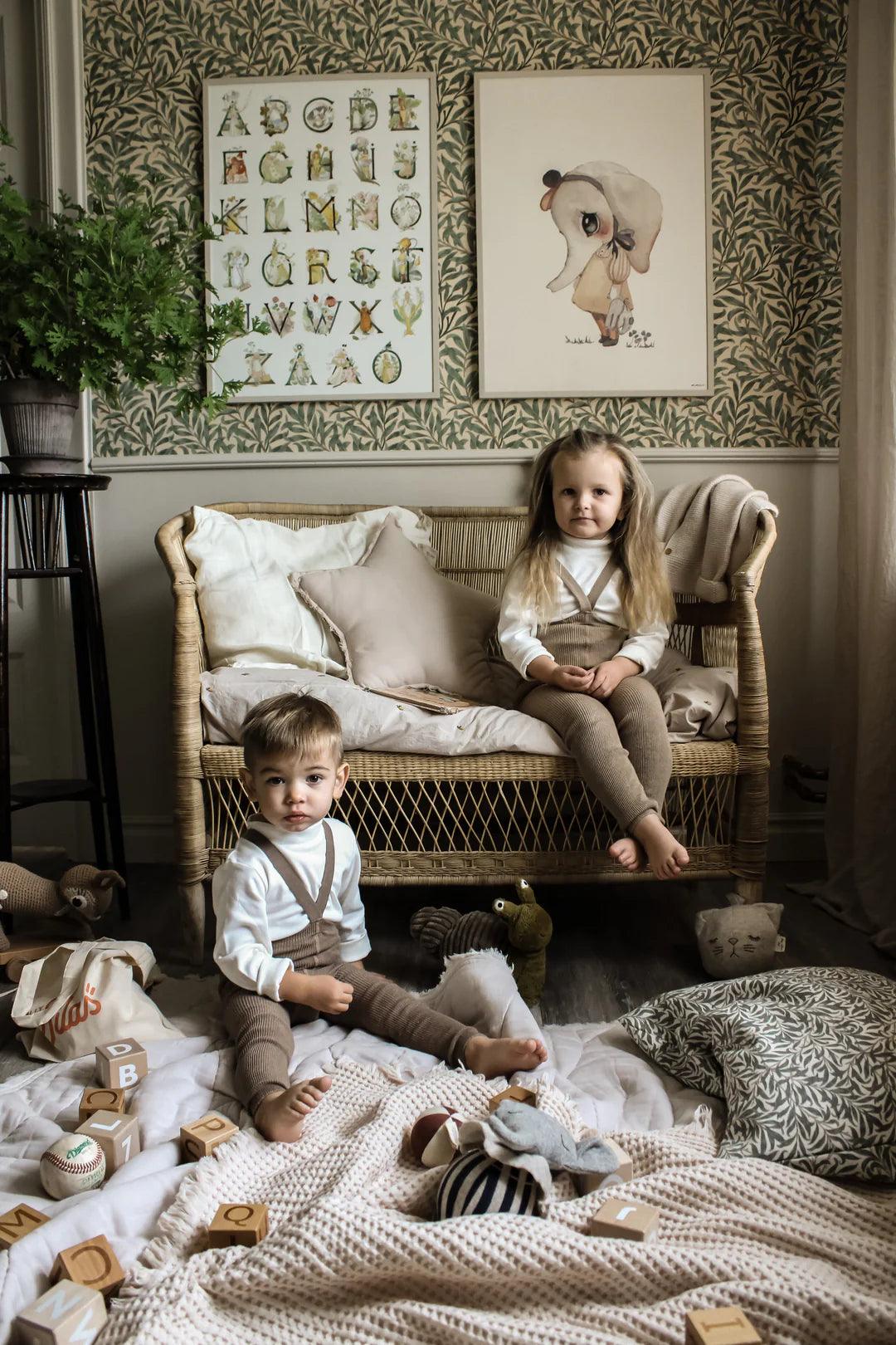 Legginsy z bawełny organicznej z szelkami - Peanut Blend - L’enfant