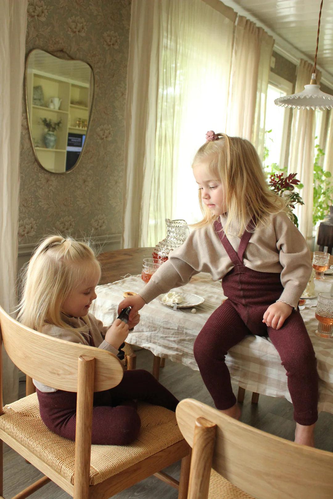 Legginsy z bawełny organicznej z szelkami - Fig Blend - L’enfant
