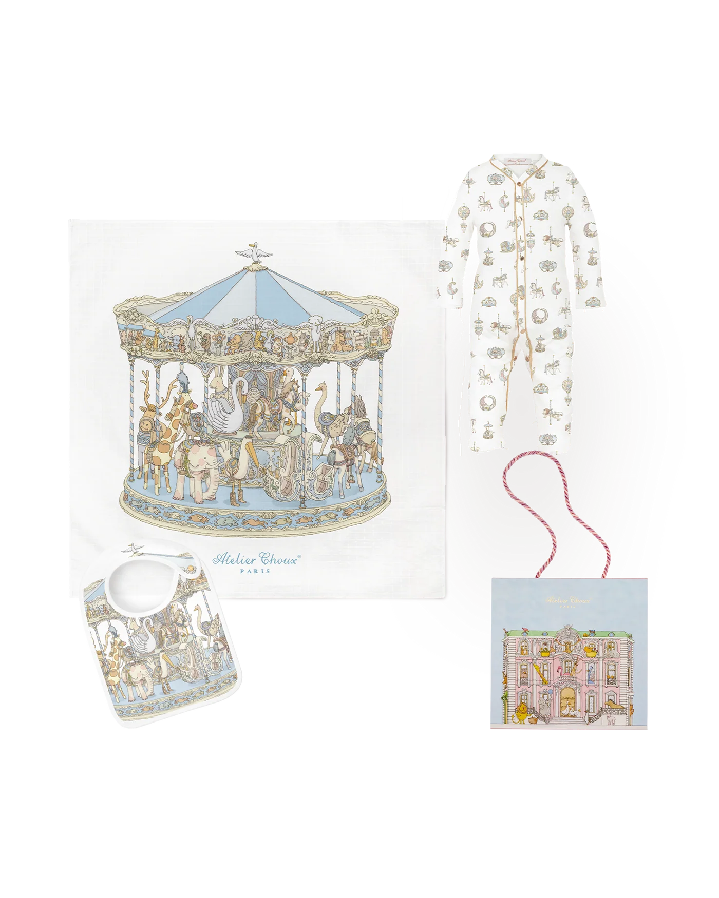 Śliniak - Satin Bib - Carousel Blue