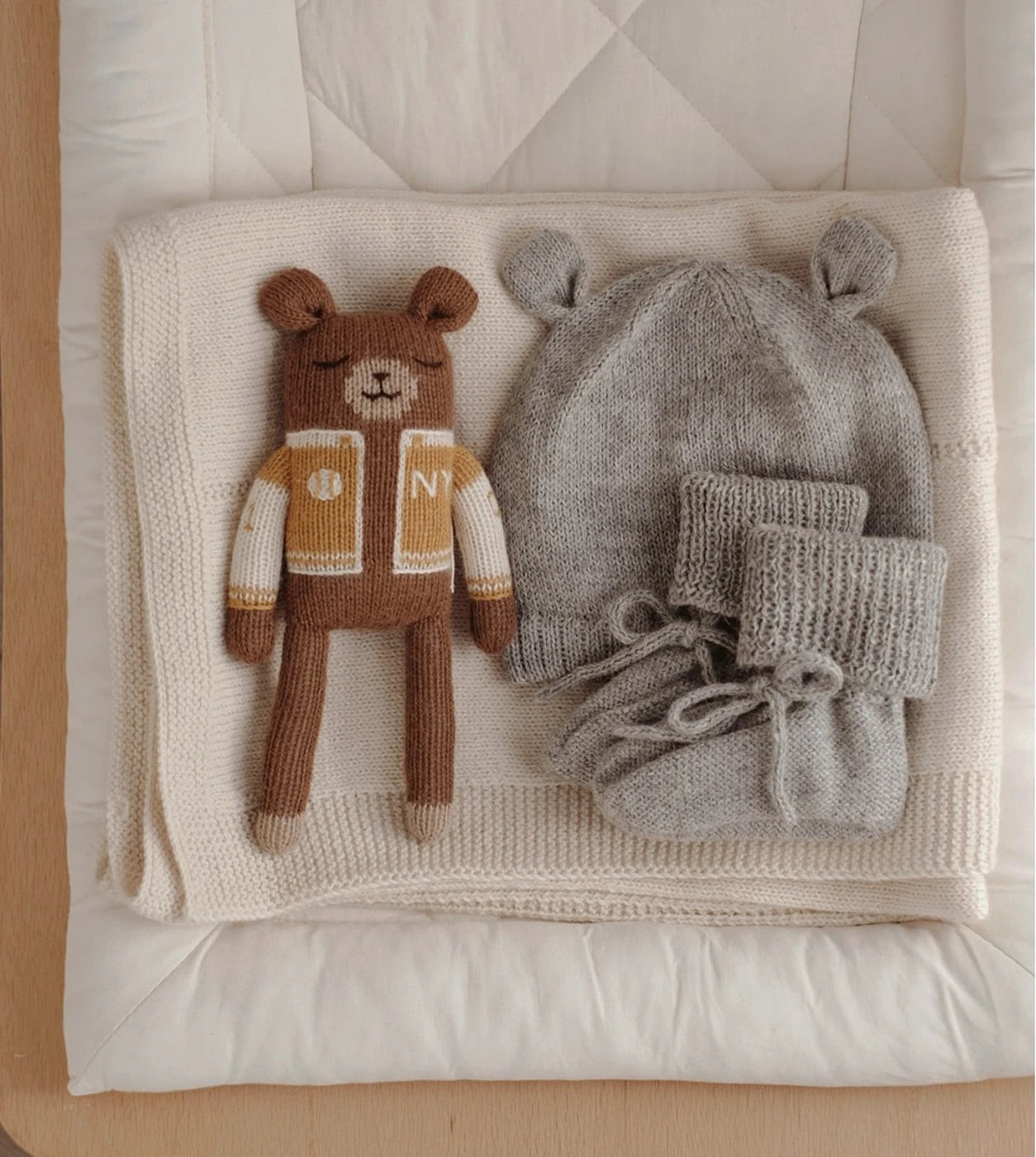 Czapeczka dzianinowa miś - Grey