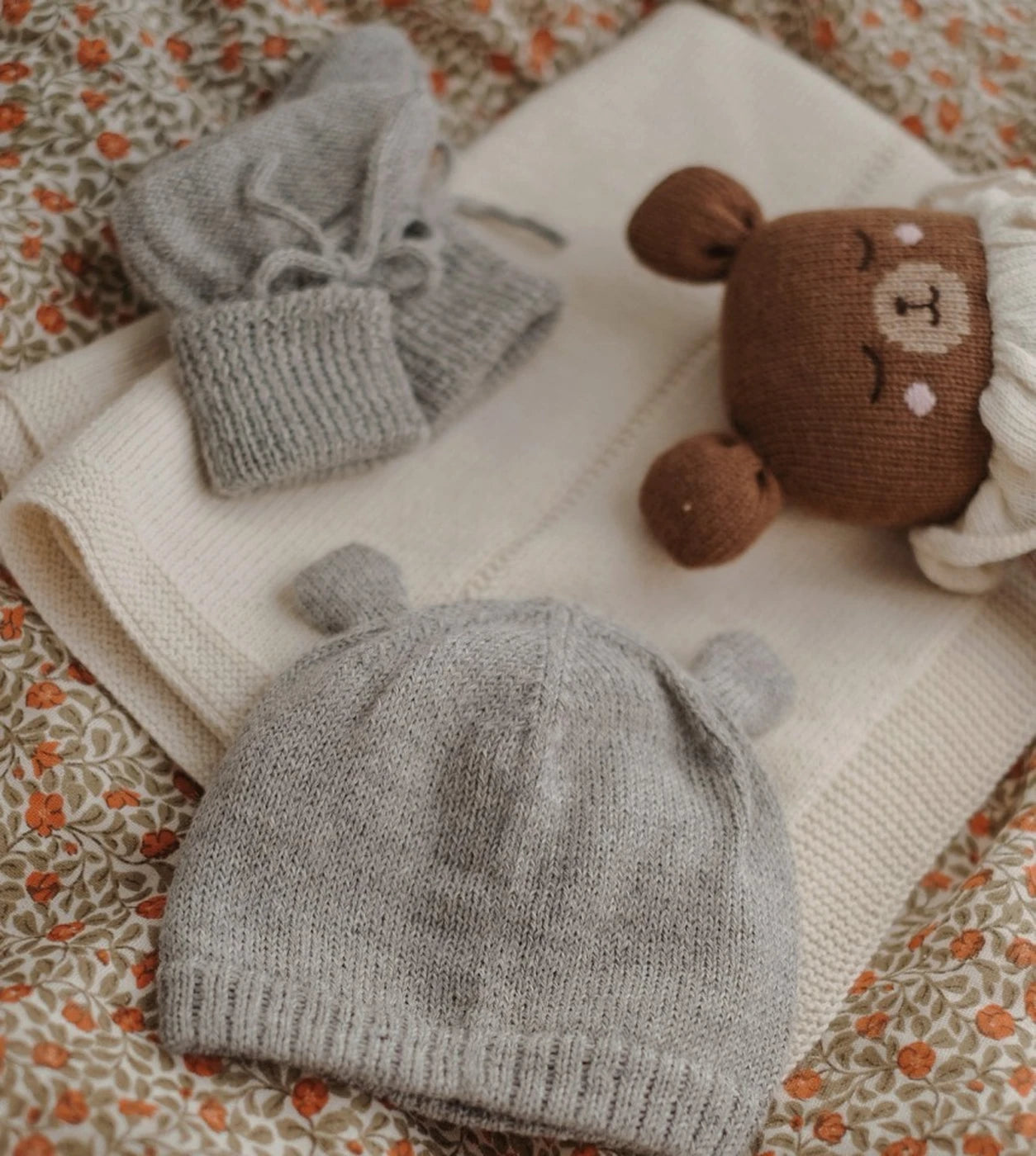 Czapeczka dzianinowa miś - Grey