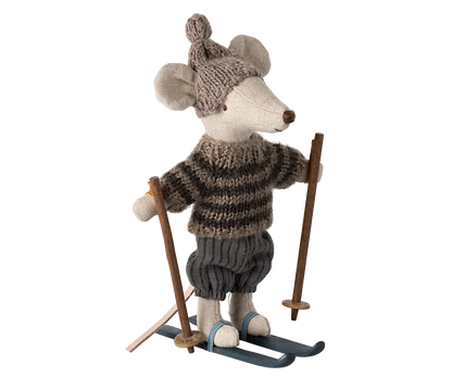 Myszka - Winter mouse with ski set, Big brother - Grey
