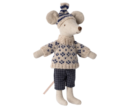 Myszka - Winter mouse with ski set, Dad - Blue