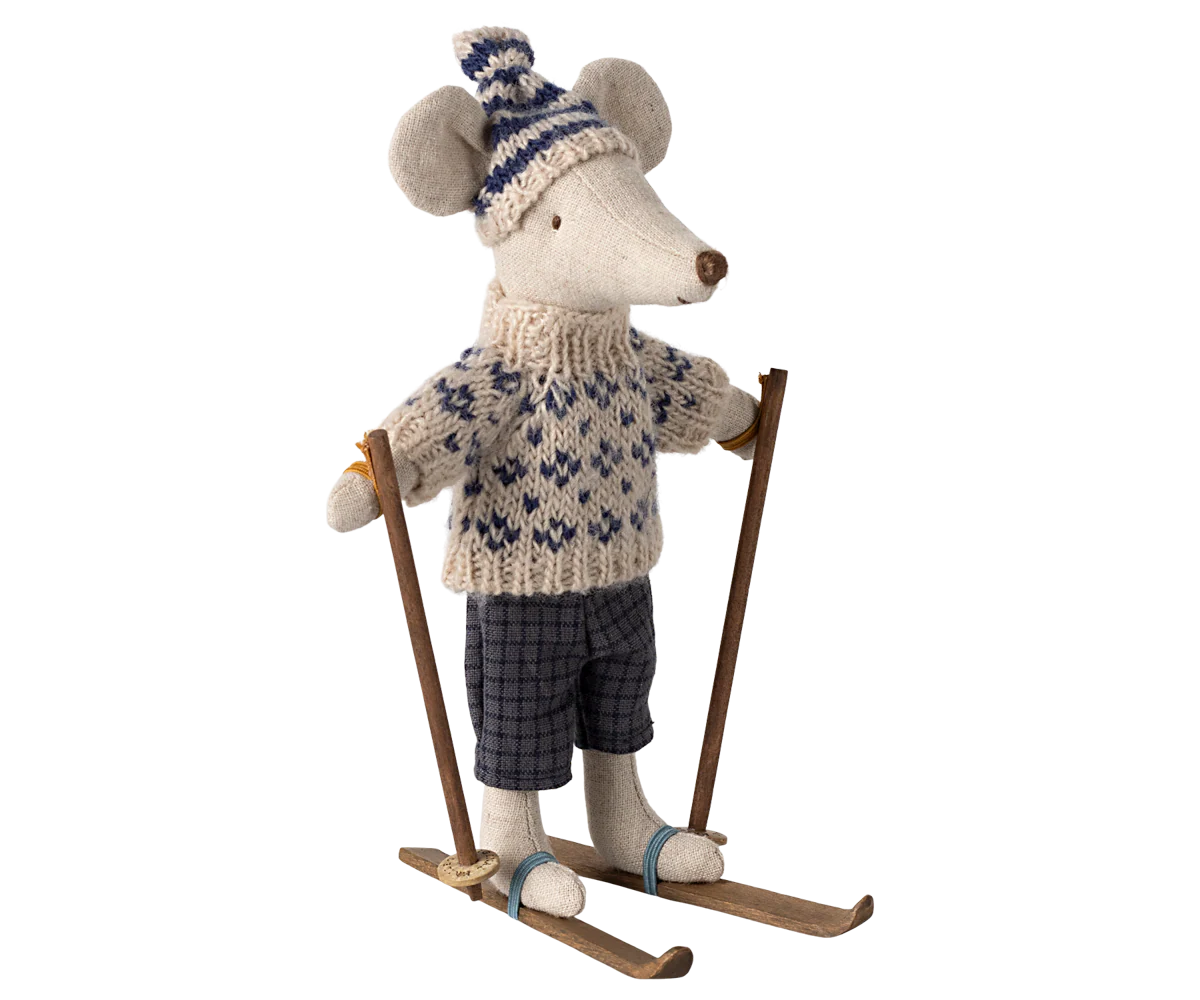 Myszka - Winter mouse with ski set, Dad - Blue