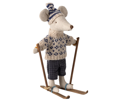 Myszka - Winter mouse with ski set, Dad - Blue