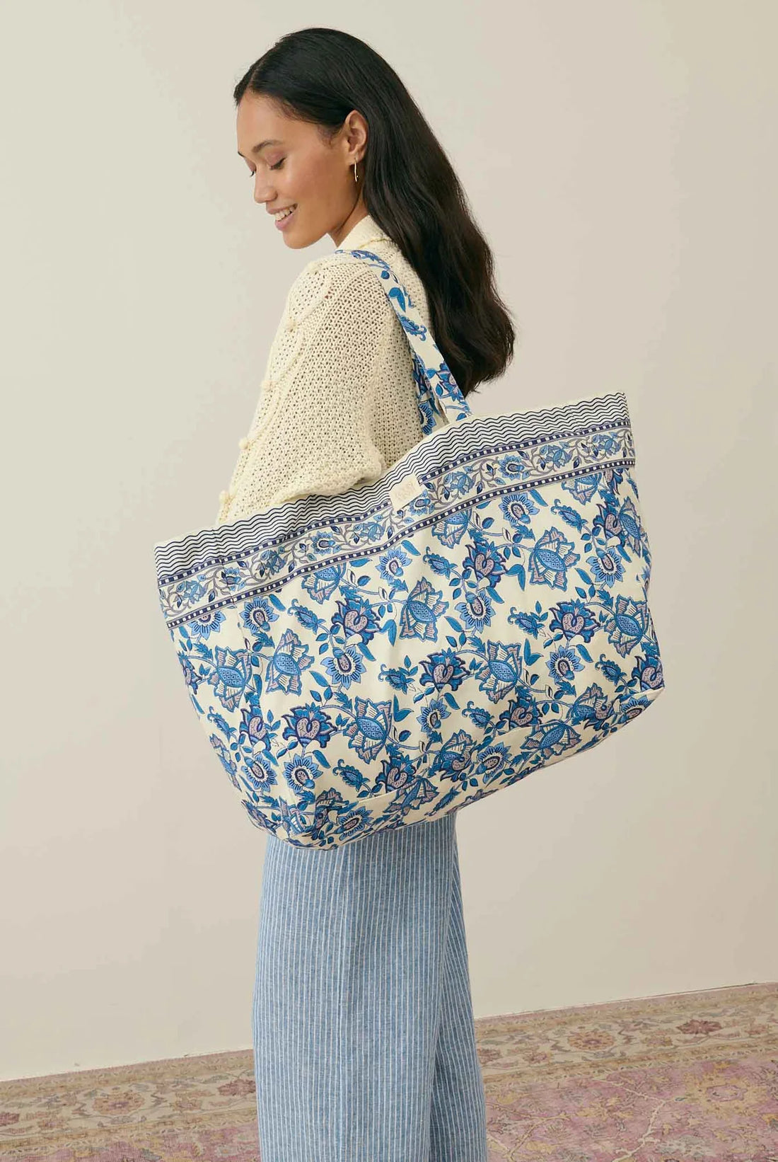 Torba Tote Beverly - Blue Lobelia Garden