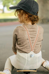 Legginsy z bawełny organicznej z szelkami - Cream Blend Checked - L’enfant
