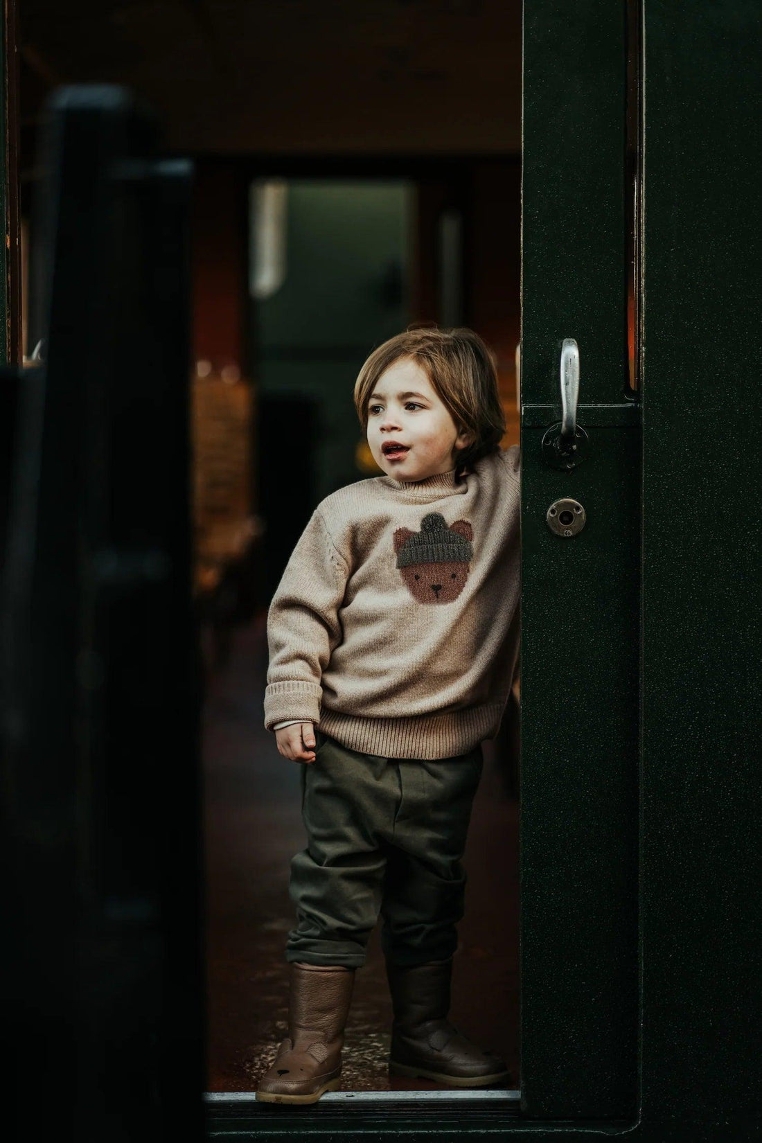 Sweter Denn Wełna Merino - Bear Biscotti Melange - L’enfant