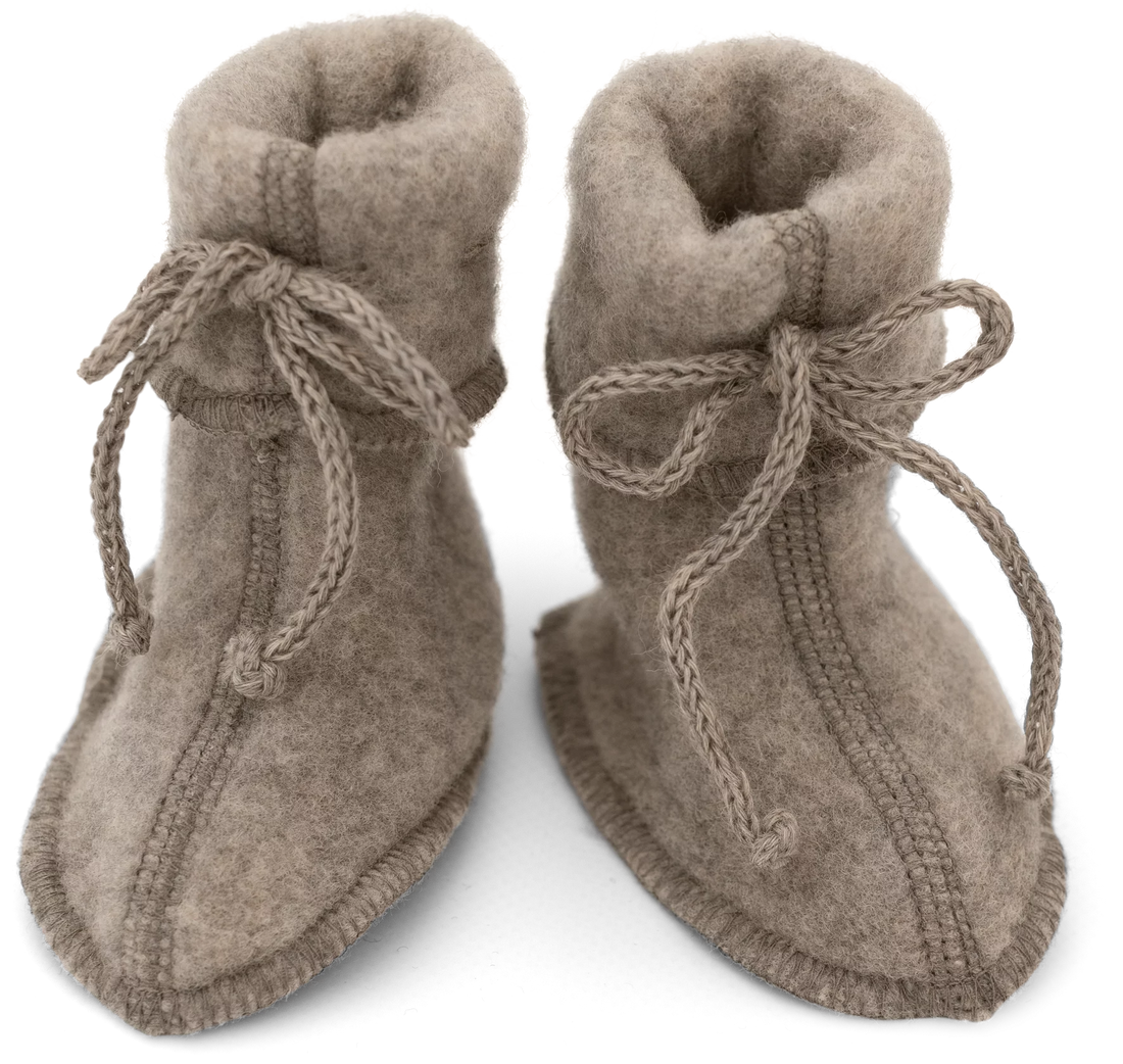 Merino wool baby booties - Walnut