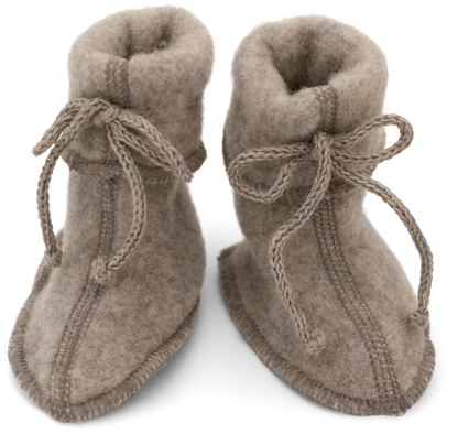 Merino wool baby booties - Walnut