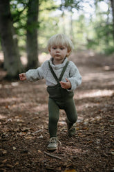 Rajstopy z bawełny organicznej z szelkami - Olive - L’enfant