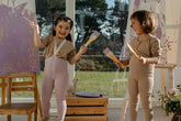 Legginsy z bawełny organicznej z szelkami - Creamy Lavender - L’enfant