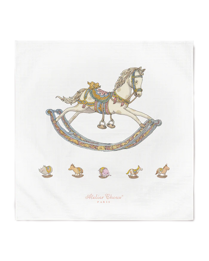 Zestaw prezentowy - Carré &amp; Satin Bib Set - Rocking Horse