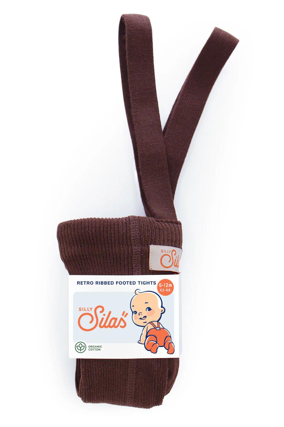Rajstopy z bawełny organicznej z szelkami - Chocolate Brown - L’enfant