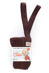 Rajstopy z bawełny organicznej z szelkami - Chocolate Brown - L’enfant