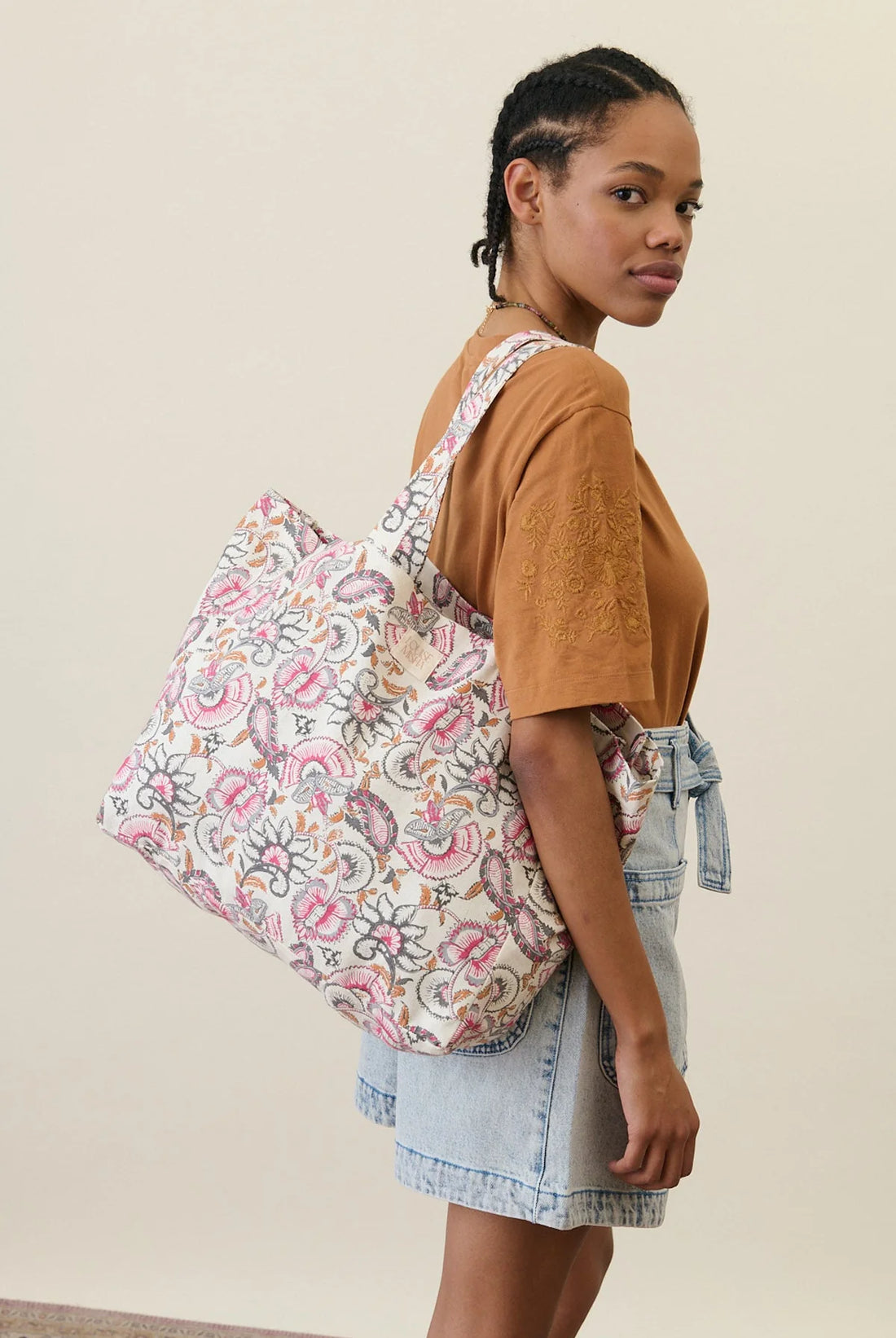 Torba Tote Beverly - Cream Dolce Flowers