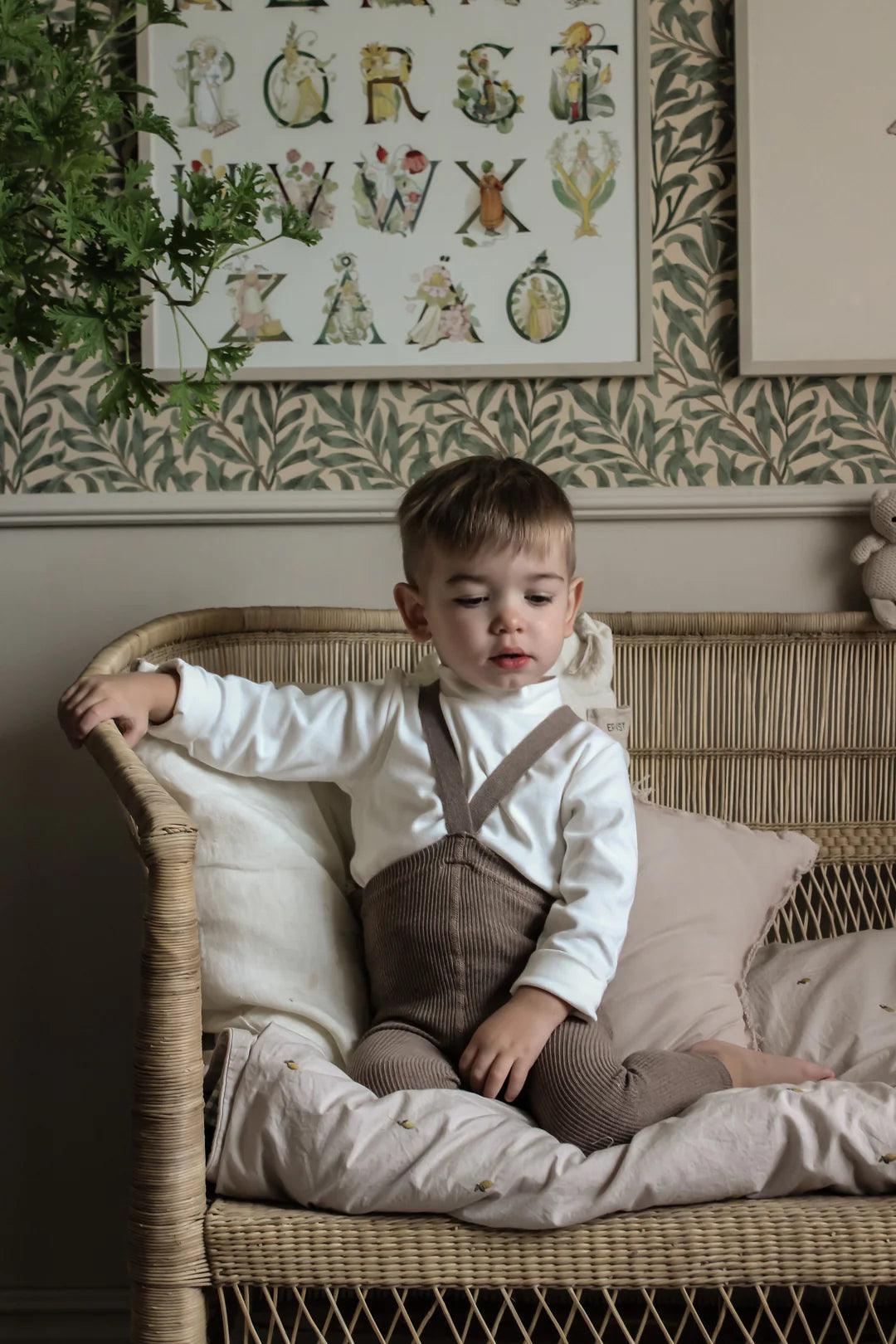 Legginsy z bawełny organicznej z szelkami - Cocoa Blend - L’enfant