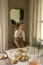 Legginsy z bawełny organicznej z szelkami - Peanut Blend - L’enfant