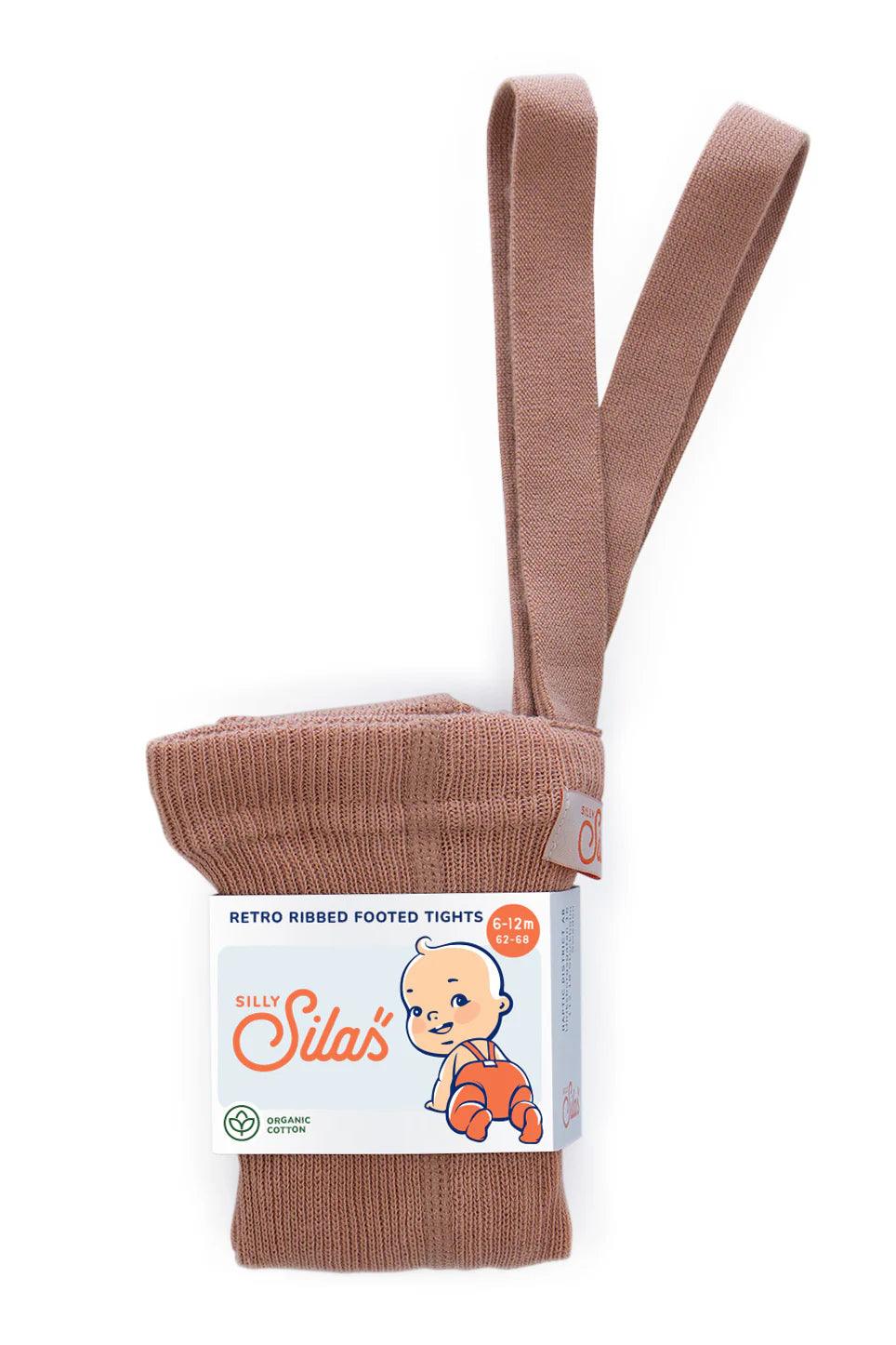 Rajstopy z bawełny organicznej z szelkami - Light Brown - L’enfant