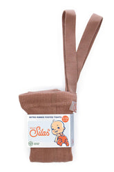 Rajstopy z bawełny organicznej z szelkami - Light Brown - L’enfant