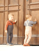 Rajstopy z bawełny organicznej z szelkami - Dark Grey Blend - L’enfant