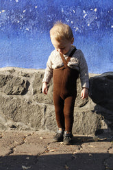 Rajstopy z bawełny organicznej z szelkami - Chocolate Brown - L’enfant