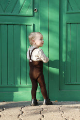 Rajstopy z bawełny organicznej z szelkami - Chocolate Brown - L’enfant
