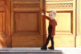 Rajstopy z bawełny organicznej z szelkami - Chocolate Brown - L’enfant