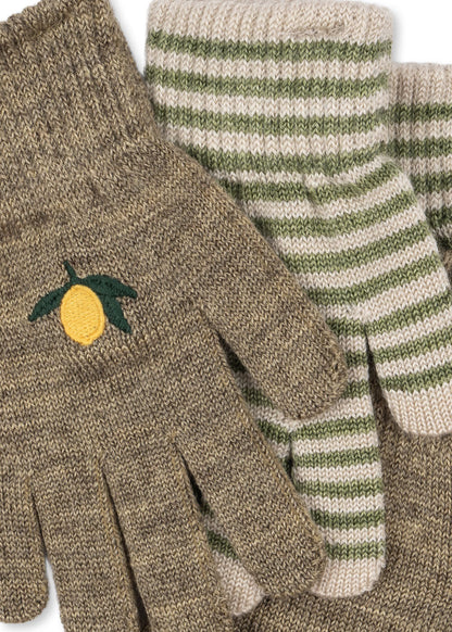 2-pak rękawiczek Filla - Lemon/Stripe