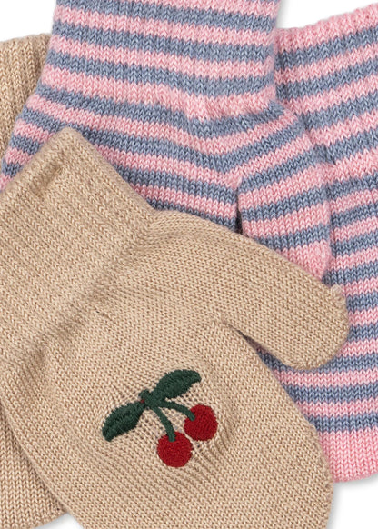 2-pak rękawiczki jednopalczaste - Cherry/Stripe