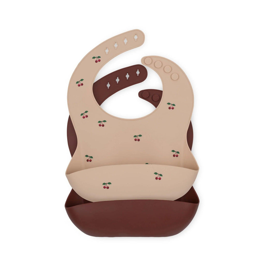 Śliniak silikonowy - 2-pak - cherry/mocca - L’enfant