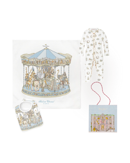 Śliniak - Satin Bib - Carousel Blue