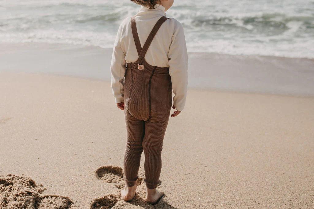 Legginsy z bawełny organicznej z szelkami - Granola - L’enfant