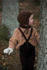 Legginsy z wełną merino z szelkami - Espresso Brown - L’enfant
