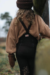 Legginsy z wełną merino z szelkami - Espresso Brown - L’enfant