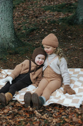 Legginsy z wełną merino z szelkami - Cappuccino Brown - L’enfant