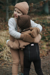 Legginsy z wełną merino z szelkami - Espresso Brown - L’enfant