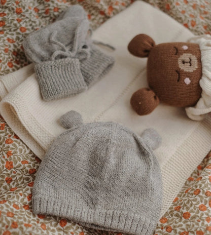 Czapeczka dzianinowa miś - Grey