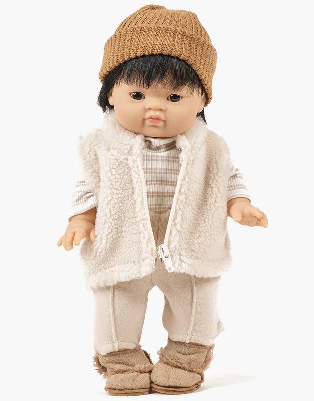 Kamizelka dla lalek Bernard sleeveless down jacket in ecru sherpa - L’enfant