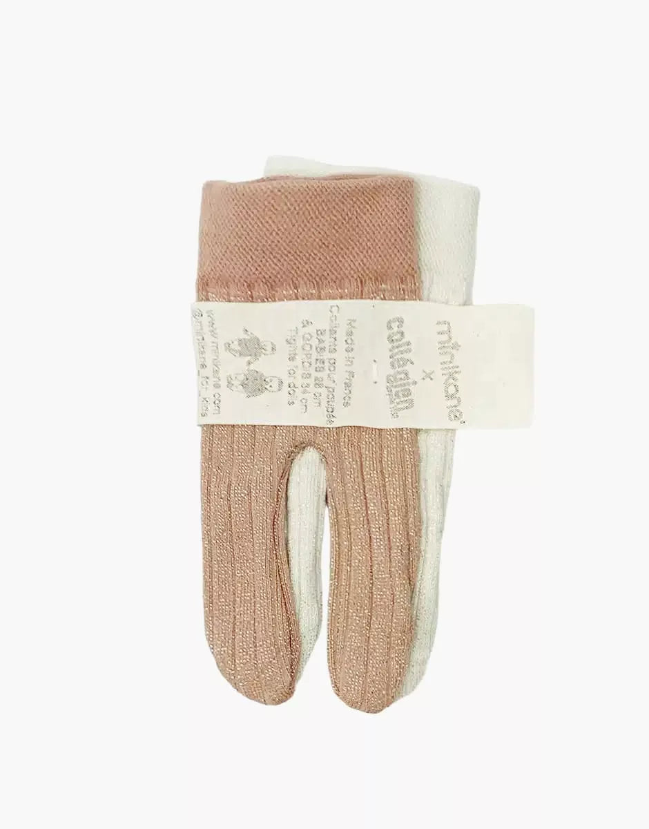 Rajstopy dla lalek 2-pak - Lot de 2 collants doux agneau lurex / bois de rose lurex