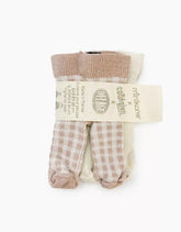 Rajstopy dla lalek 2-pak - lambskin/old pink checked tights - L’enfant